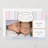 Faire-part de naissance - Jumeaux (Devant / Derrière)