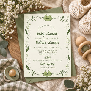 Faire-Part de Naissance Jumeaux Cosse de Pois Vert