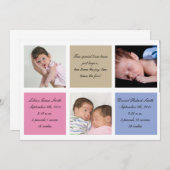 Faire-part de naissance jumeaux - Fille et garçon (Devant / Derrière)