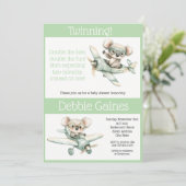 Faire-part de Naissance Jumeaux Koala | Mixte (Debout devant)