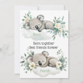 Faire-part de Naissance Jumeaux Koala | Mixte (Dos)