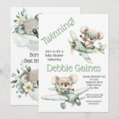 Faire-part de Naissance Jumeaux Koala | Mixte (Devant / Derrière)