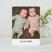 Faire-Part de naissance jumeaux Kraft  (Debout devant)