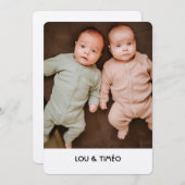 Faire-Part de naissance jumeaux Kraft  (Devant / Derrière)