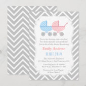 Faire-part de Naissance Jumeaux Poussettes Chevron (Devant / Derrière)