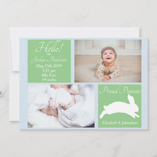 Faire-part de naissance Lapin Bunny Spring (Devant)