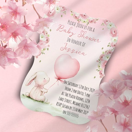Faire-part de Naissance Lapin Fille Mignonne