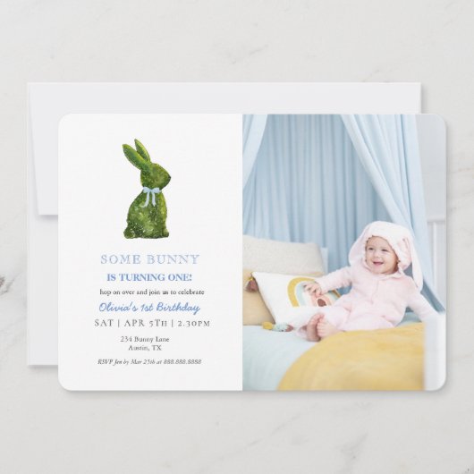 Faire-part de naissance Lapin Topiaire Aquarelle p (Devant)