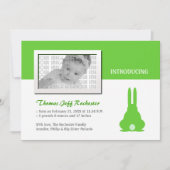 Faire-part de naissance lapin vert (Devant)