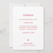 Faire-Part de naissance "Linéa" (Dos)