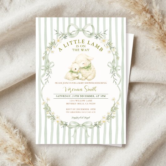 Faire-part de naissance Little Lamb Sage Stripe