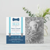 Faire-part de naissance Little Man, Bleu, Gris (Debout devant)