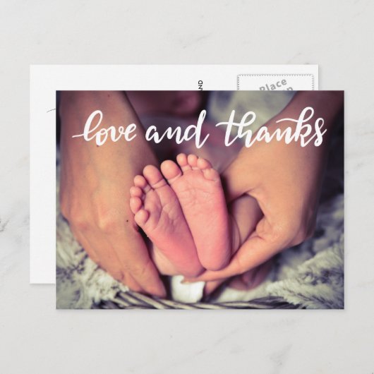 Faire-part de naissance Love And Thanks Script Pho (Devant / Derrière)