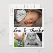 Faire-part de naissance Love Et Merci Trois Photos (Devant / Derrière)