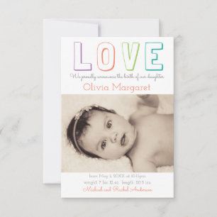 Faire-part de naissance LOVE Pastel Green Dots - 3