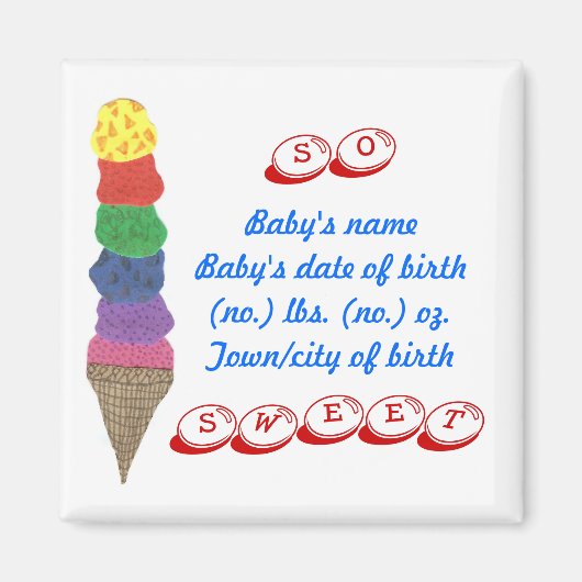 Faire-part de naissance -- magnet souvenir (Devant)