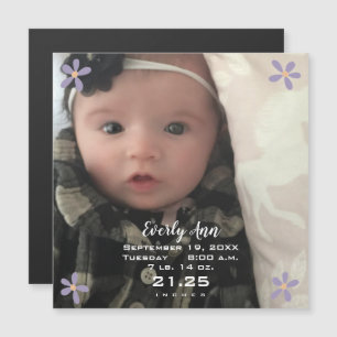 Faire-part de naissance magnétique Bébé Fille Dais