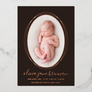 Faire-part de naissance Marron Espresso Rose Gold