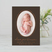 Faire-part de naissance Marron Terre Rose Gold (Debout devant)
