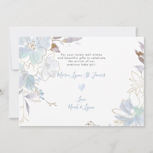 Faire-part de naissance+Merci de douche Bleu Pois (Dos)