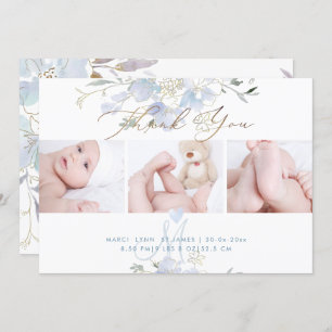 Faire-part de naissance+Merci de douche Bleu Pois 