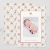 Faire-part de naissance mignon avec treillis à nœu (Devant / Derrière)