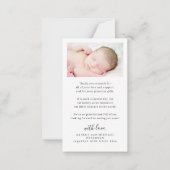 Faire-part de naissance MINI TAILLE photo de bébé  (Dos)