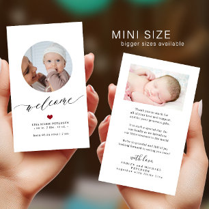 Faire-part de naissance MINI TAILLE photo de bébé 