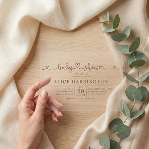 Faire-Part de Naissance Minimaliste Brun Calligrap