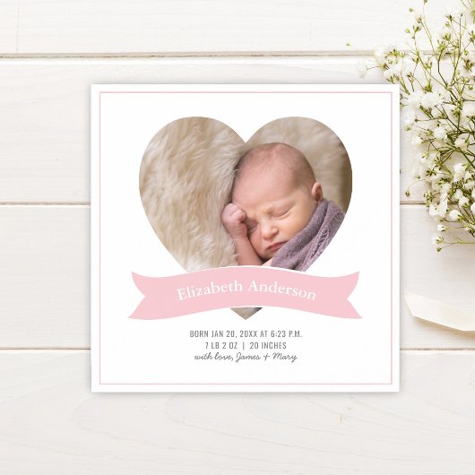 Faire-part de naissance minimaliste de photo pour 