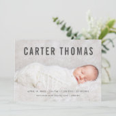 Faire-part de naissance minimaliste de superpositi (Debout devant)