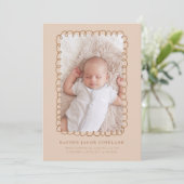 Faire-part de naissance Mocha Doodle Frame (Debout devant)