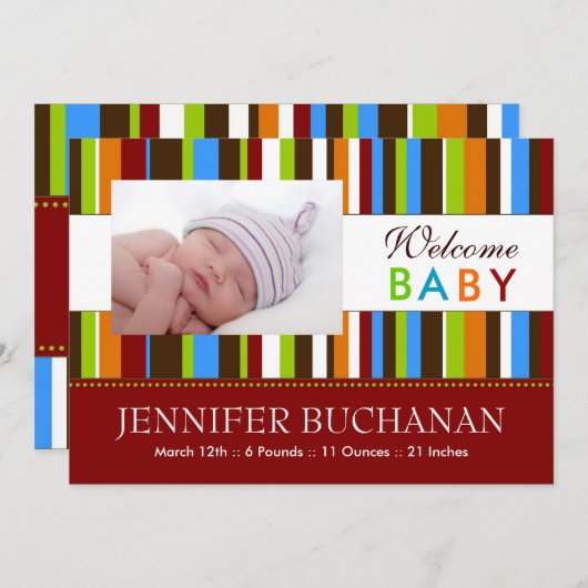 Faire-part de naissance moderne (Devant / Derrière)