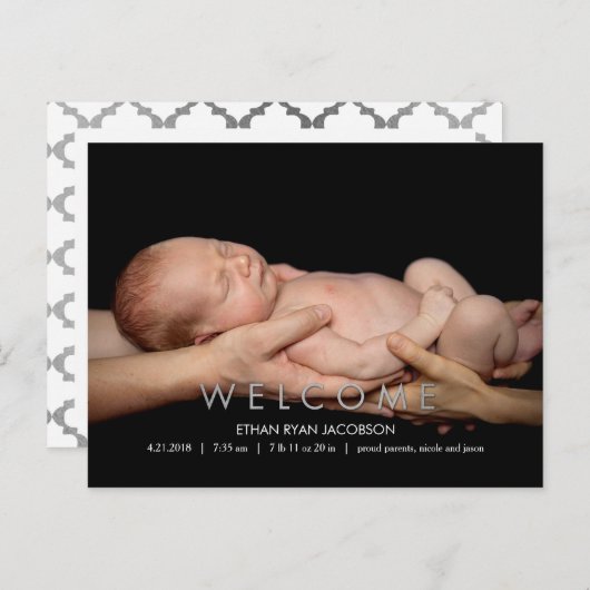 Faire-part de naissance moderne (Devant / Derrière)