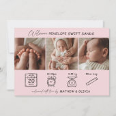 Faire-part de naissance moderne 3 Photos Carte Col (Devant)