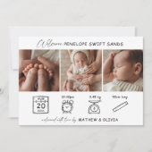 Faire-part de naissance moderne 3 Photos Carte Col (Devant)