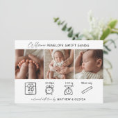 Faire-part de naissance moderne 3 Photos Carte Col (Debout devant)