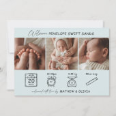 Faire-part de naissance moderne 3 Photos Carte Col (Devant)