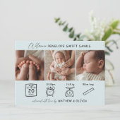 Faire-part de naissance moderne 3 Photos Carte Col (Debout devant)