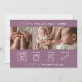 Faire-part de naissance moderne 3 Photos Carte Col (Devant)