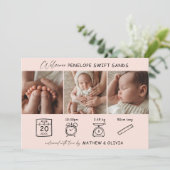 Faire-part de naissance moderne 3 Photos Carte Col (Debout devant)