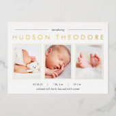 Faire-part de naissance moderne à huile trio (Recto)