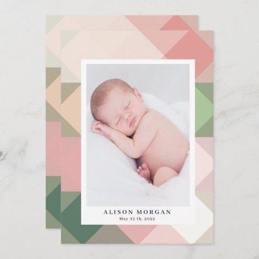 faire-part de naissance moderne aux tons pastel gé (Devant / Derrière)