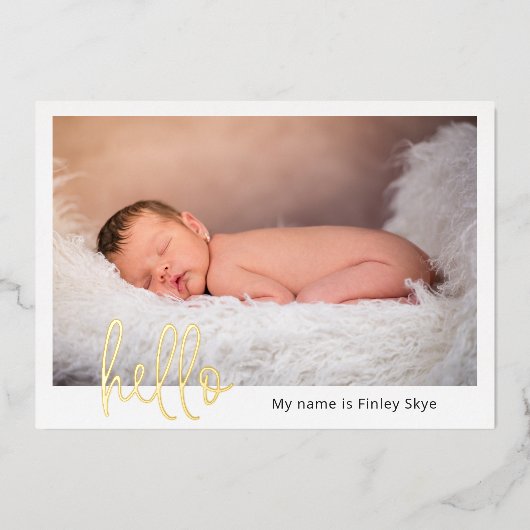 Faire-part de naissance moderne avec feuille d'alu (Recto)