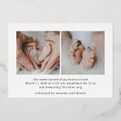 Faire-part de naissance moderne avec feuille d'alu (Verso)