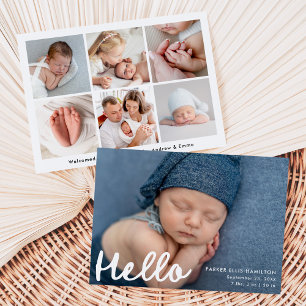 Faire-part de naissance moderne avec photo et coll