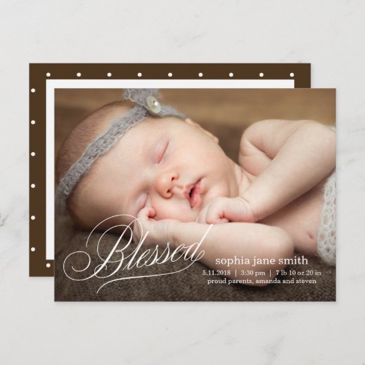 Faire-part de naissance moderne BÉNÉFICIÉ (Devant / Derrière)