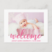 Faire-part de naissance moderne Bienvenue bébé ros (Devant)