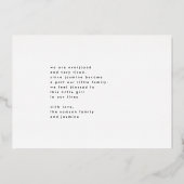 Faire-part de naissance moderne blanc noir bienven (Verso)