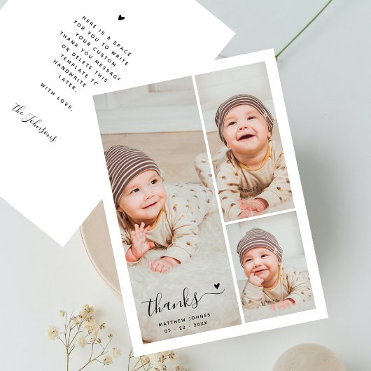 Faire-part de naissance moderne collage de 3 photo